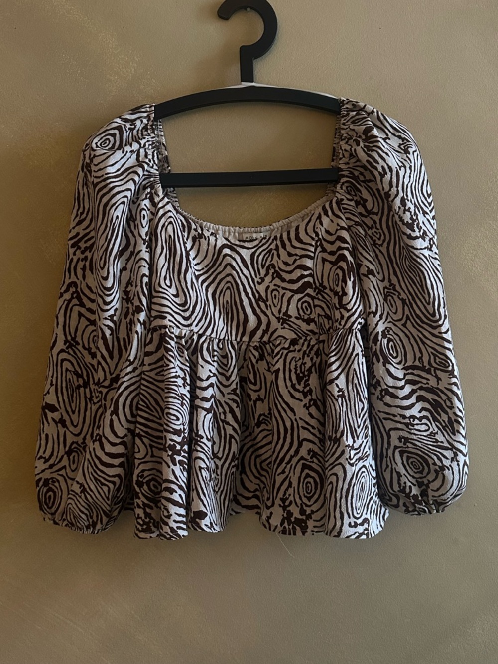 Moon River Cream and Brown Printed Top